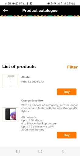Android application MY ORANGE PRO screenshort