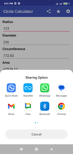 Circle Calculator Screen 3