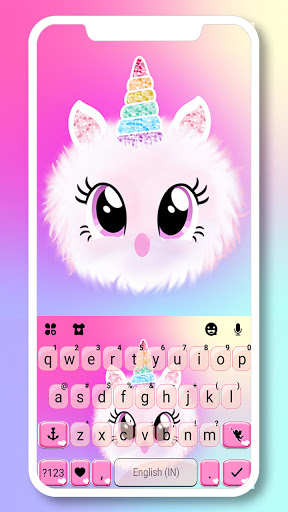Android application Cute Unicorn Fluffy Keyboard B screenshort