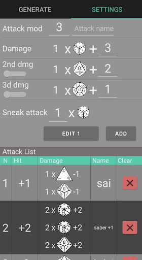 Android application Dice attack calculator screenshort