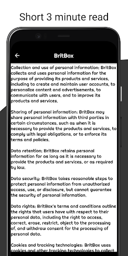Terms and Services summaries Screen 2
