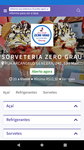 Android application Sorveteria Zero Grau Cohab 1 screenshort