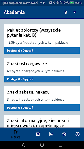 Android application Akademia testy na prawo jazdy screenshort