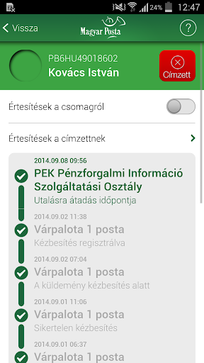 Hungarian Post Application Screen 3