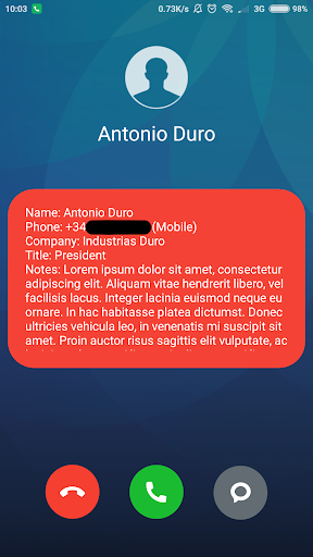 Contacts Custom info Screen 3
