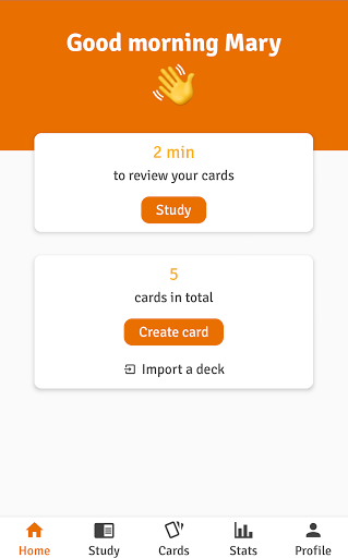 Android application SwipeCards screenshort