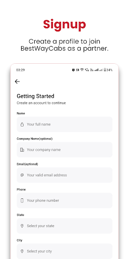 Android application BestWayCabs Partners screenshort