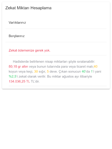 Zekat Miktarı Hesaplama Screen 3