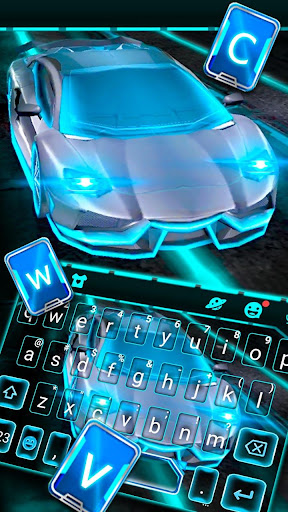 Flashy Neon Sports Car Keyboar Screen 2