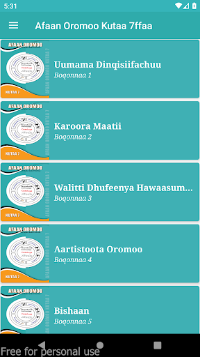 Android application Afaan Oromoo Kutaa 7ffaa screenshort