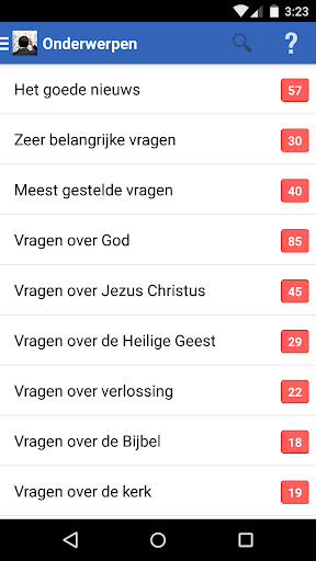 Android application Bijbelvragen? screenshort