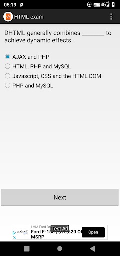 Android application HTML exam screenshort