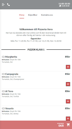 Android application Vera Pizzeria Sundsvall screenshort