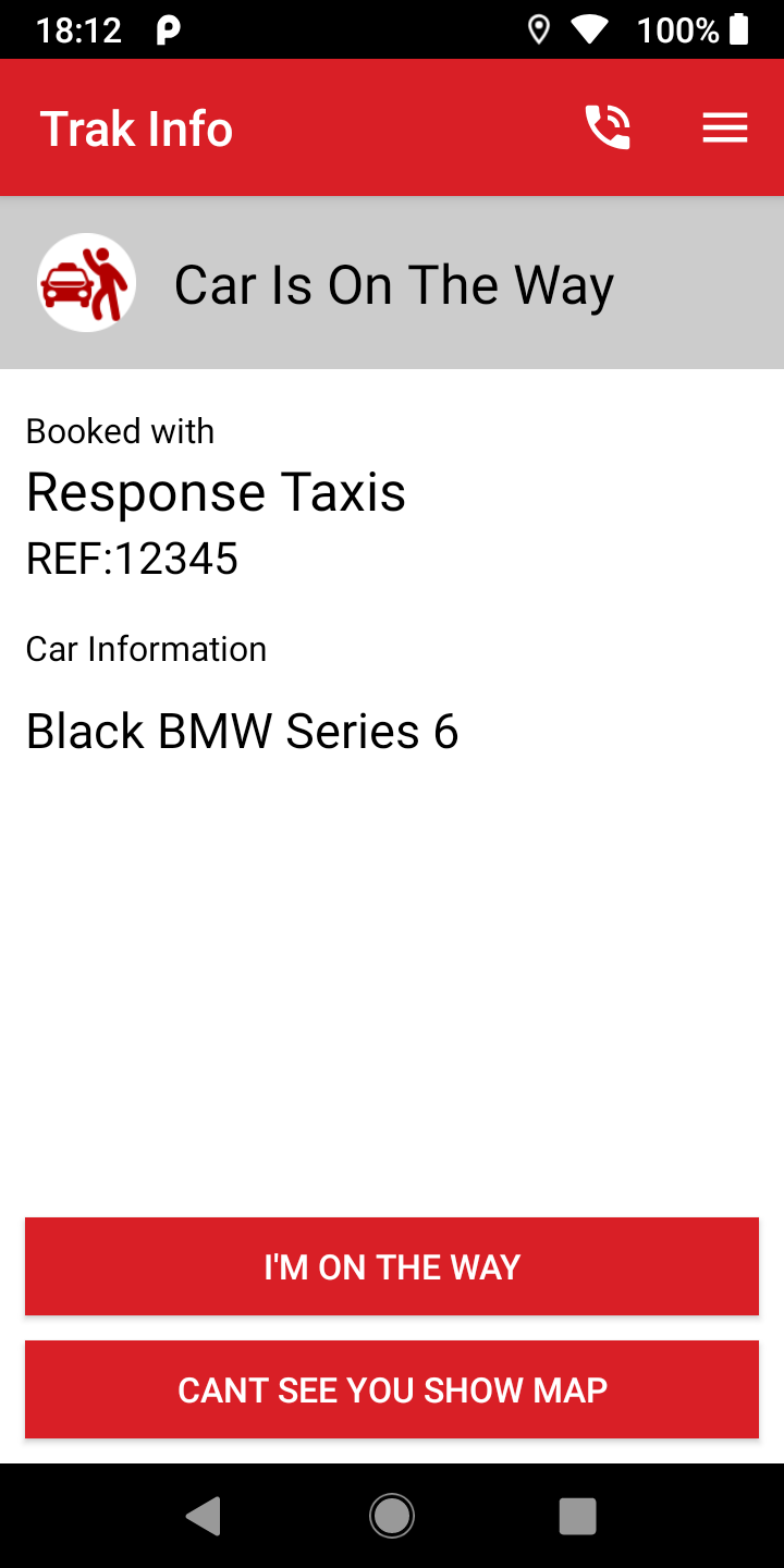 Android application Response Taxis Darwen screenshort