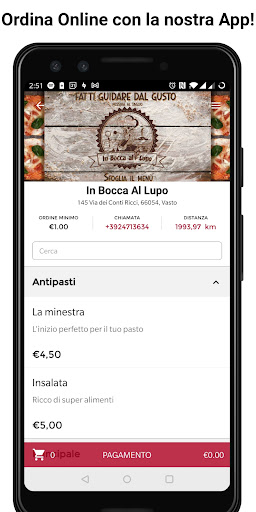 Android application In Bocca Al Lupo screenshort