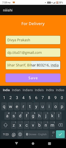 Android application niiishikart screenshort