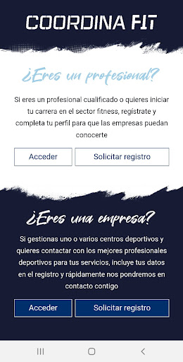 Android application Coordinafit screenshort