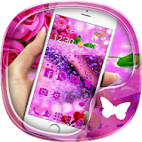 Purple rose 3D crystal theme icon