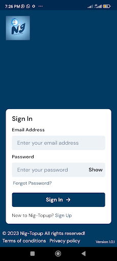 Android application Nigtopup screenshort