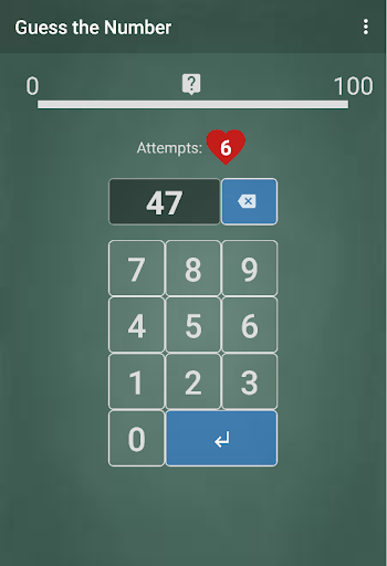 Android application Guess My Number screenshort