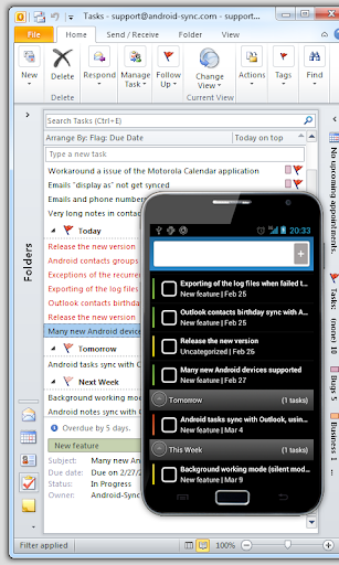 Outlook USB Sync for Android Screen 2