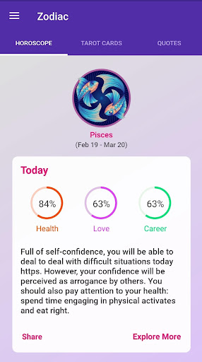 Android application Tarot Zodiac: Daily Horoscope screenshort