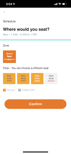 Android application Book-a-Desk screenshort
