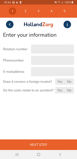 HollandZorg Claims App Screen 2