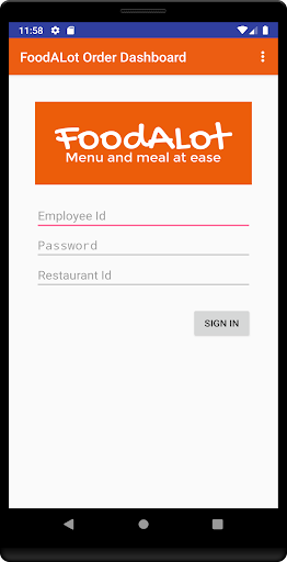 Android application FoodALot Order Dashboard screenshort