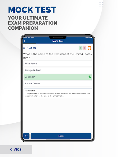 Screenshot of US Citizenship Test - 2024
