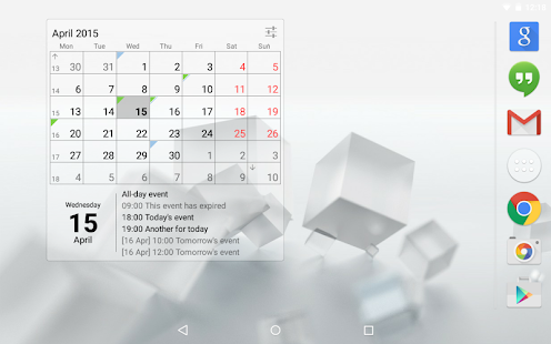 Calendar Widget Month + Agenda Screenshot