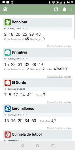 Android application Resultados Loterías España screenshort
