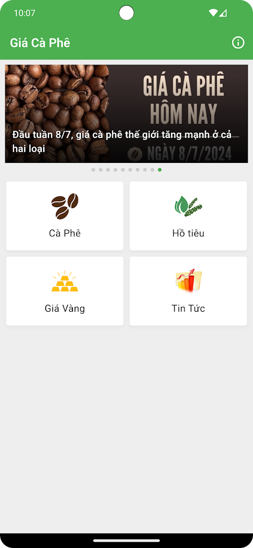 Android application Giá Cà Phê screenshot