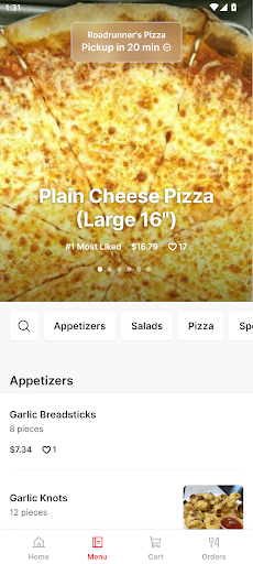 Roadrunners Pizza Screen 2