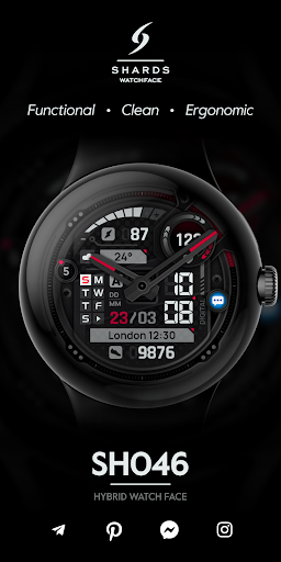 Android application SH046 Watch Face, WearOS watch screenshort
