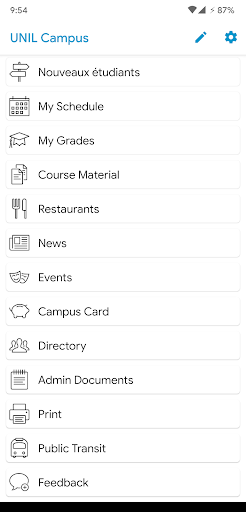 Android application UNIL Campus screenshort