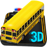 School bus traffic jam 3D icon