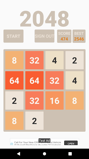 Android application 2048 screenshort