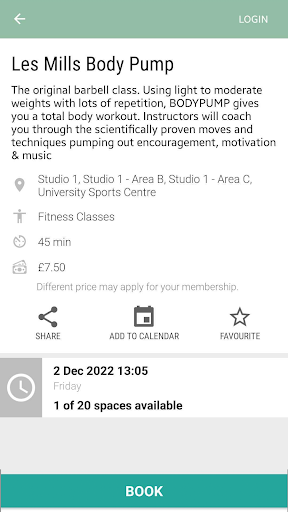 Android application University of Cambridge Sport screenshort