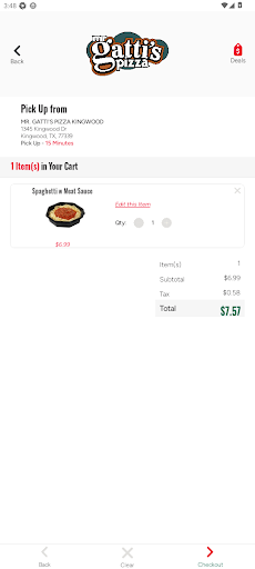 Screenshot of Gatti's Pizza