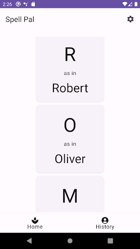 Android application SpellPal screenshort