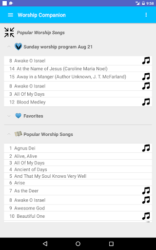 Android application Worship Companion screenshort