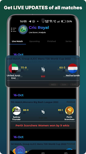 CricX - Cricket Live Score Screen 2