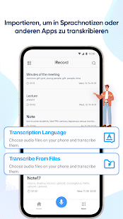 iRecord: Sprachtranskription Bildschirmfoto