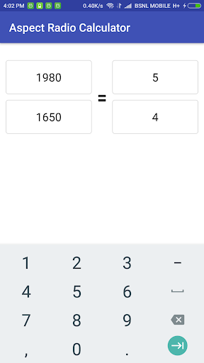 Aspect Ratio Calculator Screen 2