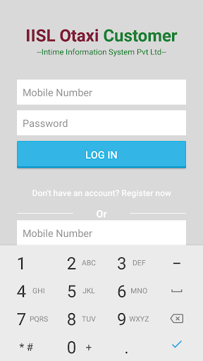 Android application IISL Otaxi Customer screenshort