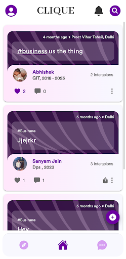 Android application Clique screenshort
