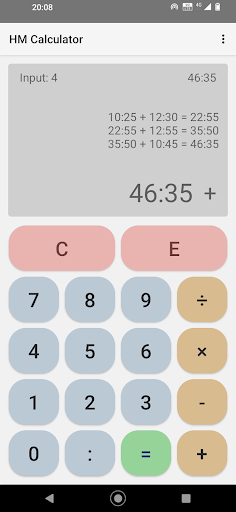 Android application Hours Minutes Time Calculator screenshort