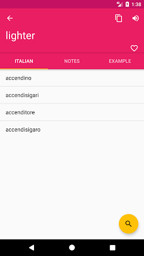 Danish Italian Dictionary Screen 2