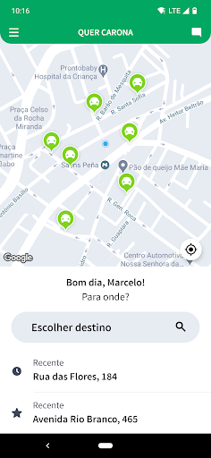 Android application Quer Carona screenshort